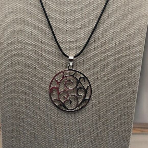 Large Round Open Scroll Bijou Sterling Silver 925 Round Designer Pendant Slide - Picture 2 of 5